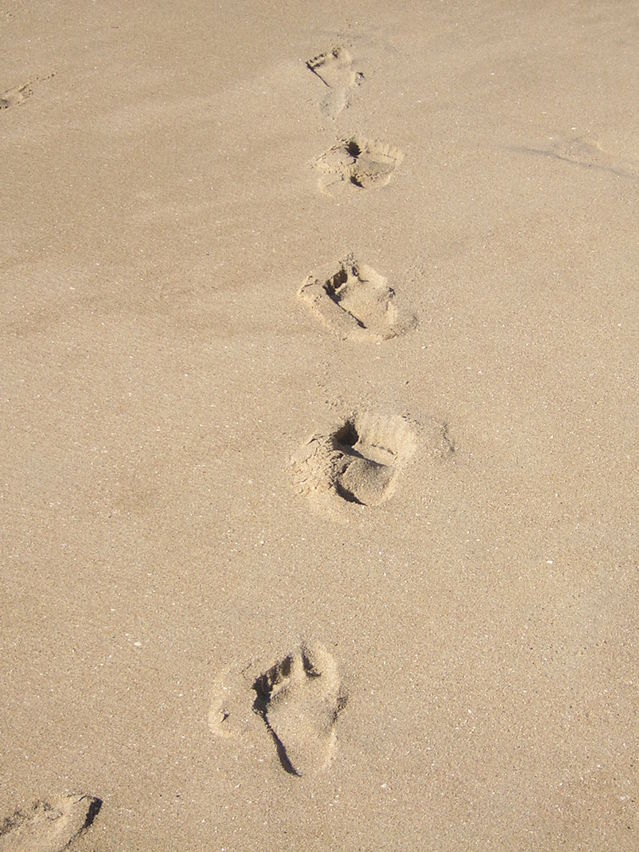 voetstappen in het strand
